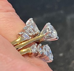 Vintage Wedding Ring Set Size 5 Cubic Zirconia 14K Gold Plate Mid-Century – 14F