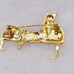 Vintage Witchy Cat Brooches Lot 5 MCM Mini Kitten Cat Moon Hanging Pin Halloween