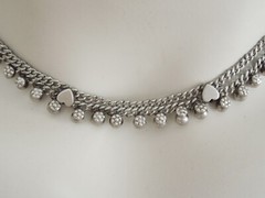 Necklace Silver Tone Heart Applications Balls Oriental 26.1 g/Approx. 39 cm