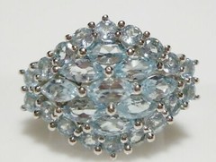 STERLING SILVER 4.00CT BLUE TOPAZ COCKTAIL CLUSTER DESIGNER WOMENS RING WITH TAG