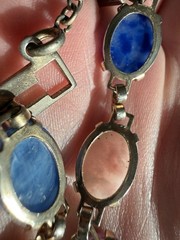 Vintage Link Bracelet Multicolor Stones Prong Set Open Back Small