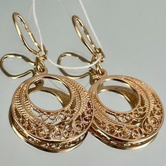 Very Rare USSR Vintage 14K 583 Rose Gold Openwork Dangle Earrings 5,35 g.