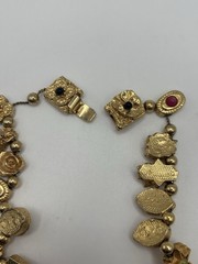 RARE Vintage Unsigned Goldette Victorian Revival Sliding Charm Necklace 16″