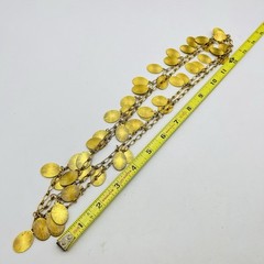 Vintage Coin Link Necklace Gold Tone Etruscan Revival Flapper Opera Length 52″