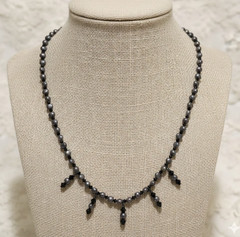 Vintage Freshwater Pearl Necklace Sterling Silver Toggle Clasp Gray Dainty