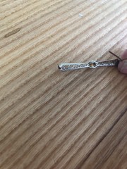 1920’S EARLY BELAIS 10K WHITE GOLD FILIGREE BROOCH WITH CITRINE GEMSTONE/2.25″