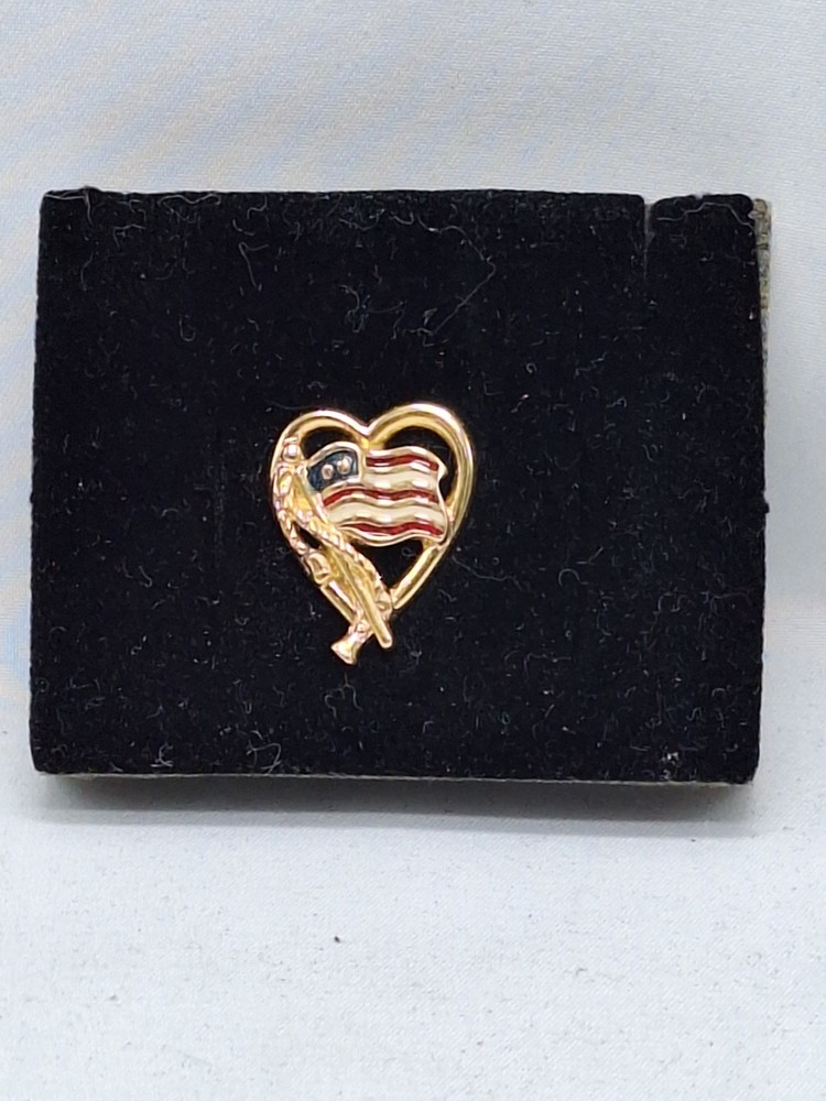 Vintage Avon 1990s Tac Pin Forever America Flag Heart