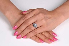 Asscher 2Ct Lab Created Diamond Vintage Sapphire Halo Wedding Ring 14K Gold Over
