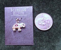 Vintage Sterling Silver and Ruby Elephant Charm Marked 925