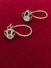 Vintage Rhombus Sterling Silver 925 Earring Gilt