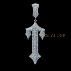 Hip Hop Iced Out Triple Cross Pendant Necklace Silver