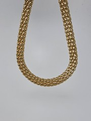 Vintage Gold Tone Mesh Choker Necklace Magnetic Clasp 17 Inches Unsigned 80s