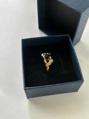 Vintage Black Cubic Zirconia Ring Gold Plated Womens Size 6.5