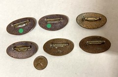 6 pcs. Wholesale Lot-Enamel on Copper Med OVAL PIN-ARTISAN Made-Inga Enamels (B)