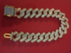 Vintage Gold Plated Moissanite Cuban Link Bracelet