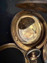 243 grams gold filled pocket watch cases. all marked “25 years”