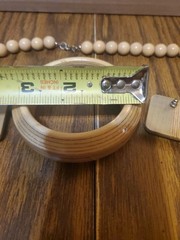 Vtg Jewelry – Wood Natural Light Green Color Boho Beads Necklace Earrings Bangle