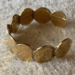 Vintage American Pennies Penny Cuff Bracelet 1970s, 2.25″ Diameter