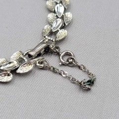 Vintage Coro Silver tone Panel Bracelet Safety Chain 6.75″