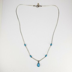 Sterling Silver 925 Turquoise Liquid Silver Turquoise Pendant Necklace 18 inches