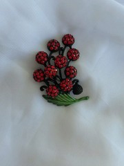 1950s HOLLYCRAFT Berries Rhinestone Enamel Brooch & Earring Clip On Set