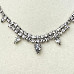 Vintage Kramer Silver Toned Rhinestone Necklace Formal Special Event Glam Party