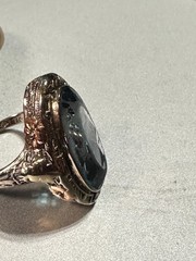 RARE VINTAGE 1930s UNCAS 14K TRI-COLOR GOLD BLUE SPINEL COCKTAIL RING 4.78 g