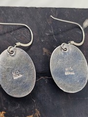 Vintage M.O. Sterling Silver Pink Rhodonite Drop Earrings 6g
