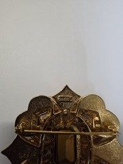 Vintage Signed CINER Amber Topaz Swarovski Crystal Enamel Mughal Brooch Pendant