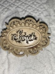 Antique Victorian Hand Carved Bovine Bone name brooch Pin – Sarah