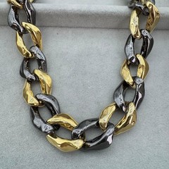 YSL Vintage Chunky Chain Necklace Yves Saint Laurent Gold 70cm Statement Rare