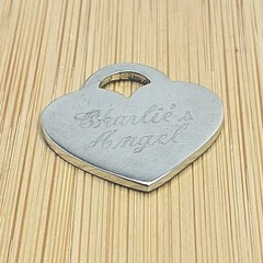 Vintage Engraved Charlie’s Angel Heart Charm 925 Sterling Silver Pendant 1in