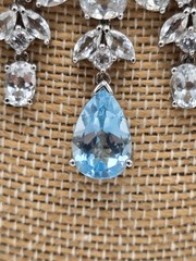 Vintage C*A 925 Sterling Silver Natural Blue Topaz Festoon Bib Statement…