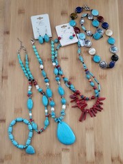 Southwest Jewelry Mixed Lot Costume Genuine Semi Precious Stone Faux Turquoise