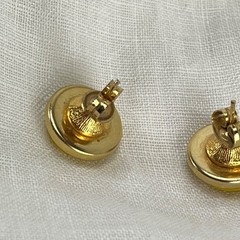 Vintage Yellow Smiley Face Stud Earrings Enamel Gold Tone 1970s-80s Classic