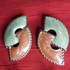 Vintage Earring 4 PAIR Pastel Enamel On Metal Stud Earrings & Butterfly Pendant
