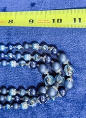 Vintage Japanese Aqua Blue Pearl Necklace (Faux ) Multi Strand Statement Jewelry