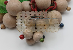 Rare Vtg WWII Miriam Haskell Frank Hess Wood Bead Grape Brooch Celluloid Back