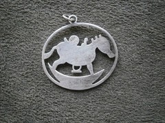 JMS Unusual Rocking Horse Vintage Sterling Silver Bracelet Charm Pendant 2.6g