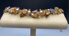 JULIANA D&E Book Piece Givre Cha Cha Dangle Arrow Rhinestone 5 Link Bracelet VTG