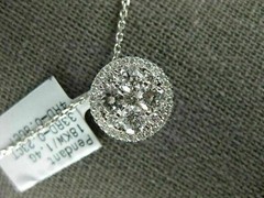 ESTATE LARGE 1.03CT DIAMOND 18KT WHITE GOLD ROUND CLUSTER HALO FLOATING PENDANT