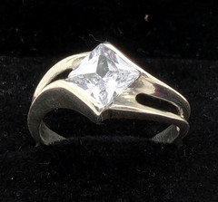 Vintage Elegant RING Silver 925 with Chic Bright Stone -size: 9.25US (19mm)| #25