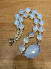 Vintage Faceted Opalite Glass Necklace