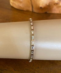 Vintage Anne Klein Crystal Bracelet Baguette Cut Gold Plated With Extender Link
