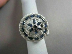 ANTIQUE WIDE FILIGREE 14KT 2.25CTW G VS DIAMOND & AAA BLUE SAPPHIRE RING AMAZING
