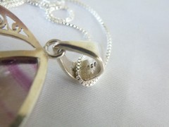 Large Sterling Silver 925 Fluorite Crescent Moon Pendant Necklace