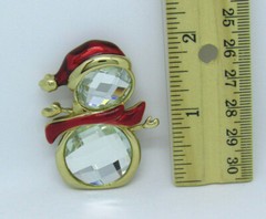 VTG SPARKLING CRYSTAL & ENAMEL CHRISTMAS SNOWMAN BROOCH IN BOX MERRY & BRIGHT?