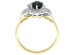 Vintage 0.60Ct Sapphire and 0.22Ct Diamond, 18k Yellow Gold Cluster Ring