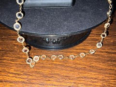 Vtg. Swarovski Clear Crystal Station Necklace 34” Gold Tone 9mm No Clasp Tag
