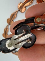 Vintage Necklace Renoir Copper Clip On Earrings Set Leaf Modernist 15 in PJ